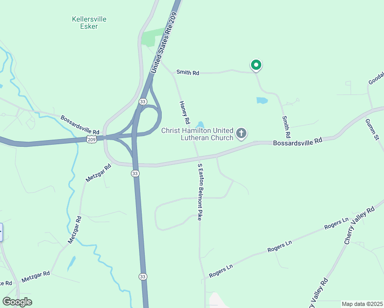 map of restaurants, bars, coffee shops, grocery stores, and more near Bossardsville Road in Stroudsburg