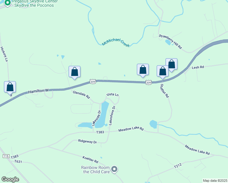 map of restaurants, bars, coffee shops, grocery stores, and more near 522 Vista Lane in Sciota