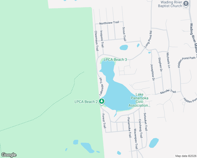 map of restaurants, bars, coffee shops, grocery stores, and more near 184 Lakeside Trail in Ridge