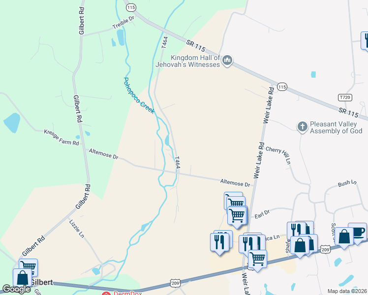 map of restaurants, bars, coffee shops, grocery stores, and more near 2857-2899 Brookmont Drive in Effort