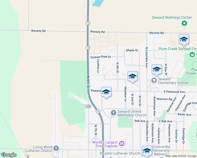 map of restaurants, bars, coffee shops, grocery stores, and more near 600 Church Street in Seward