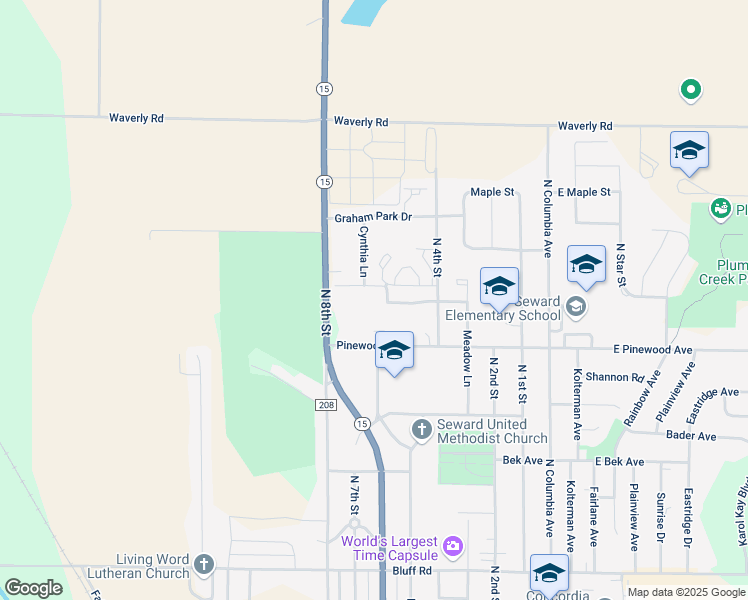 map of restaurants, bars, coffee shops, grocery stores, and more near 600 Church Street in Seward