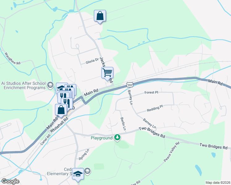map of restaurants, bars, coffee shops, grocery stores, and more near 35 Whitehall Road in Montville