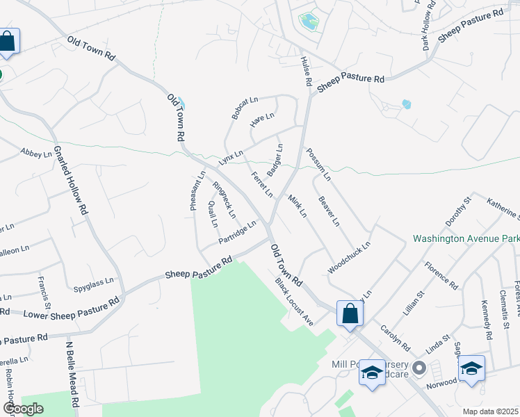 map of restaurants, bars, coffee shops, grocery stores, and more near 303 Old Town Road in Setauket- East Setauket