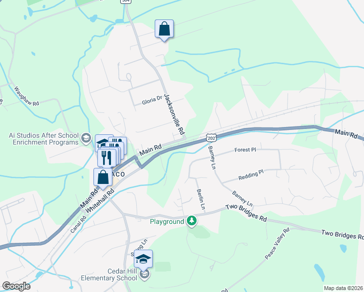 map of restaurants, bars, coffee shops, grocery stores, and more near 35 Whitehall Road in Montville