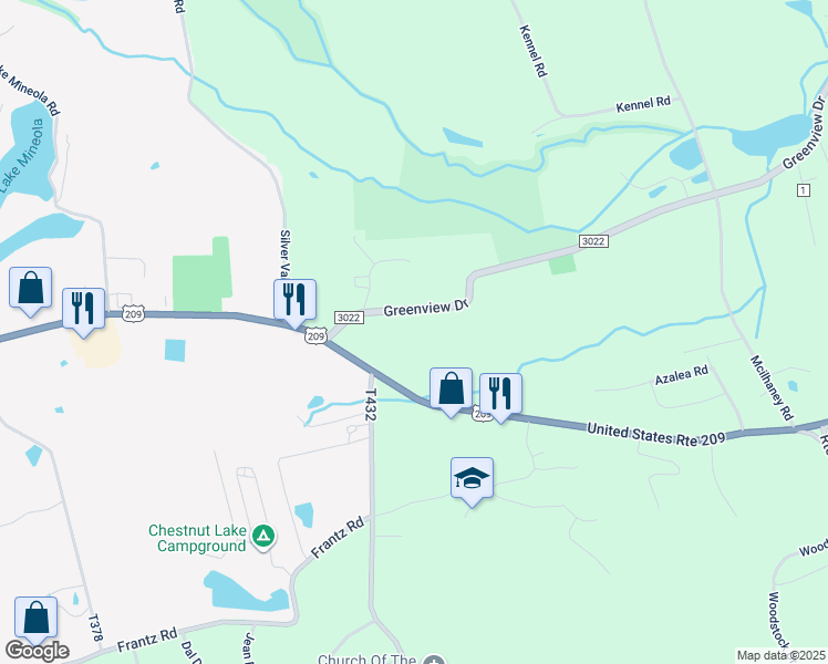 map of restaurants, bars, coffee shops, grocery stores, and more near 142 Greenview Drive in Effort