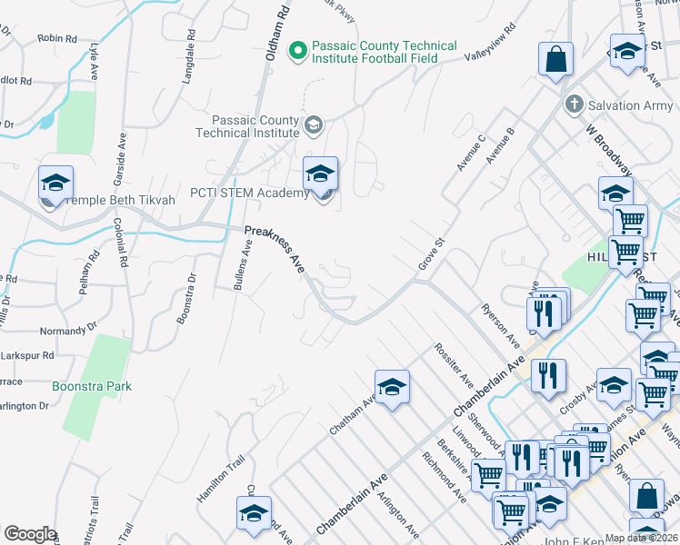map of restaurants, bars, coffee shops, grocery stores, and more near 412 Heights Drive in Haledon