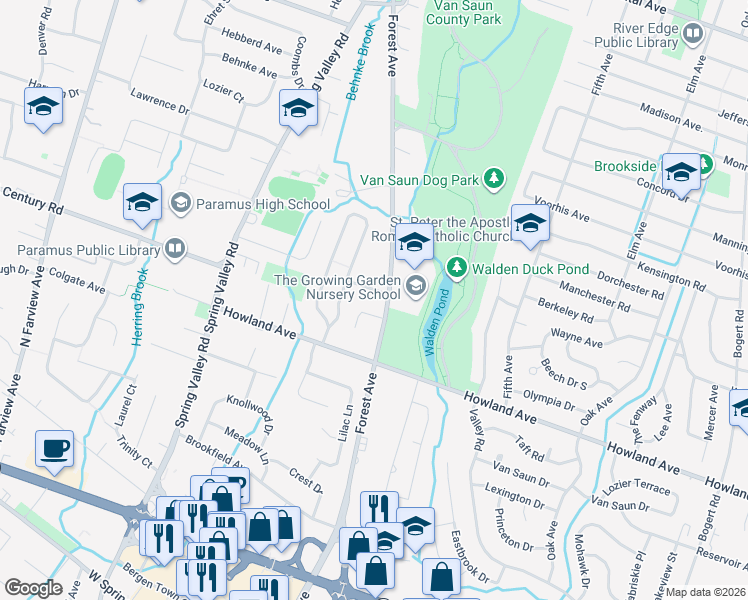map of restaurants, bars, coffee shops, grocery stores, and more near 204 Filippe Court in Paramus