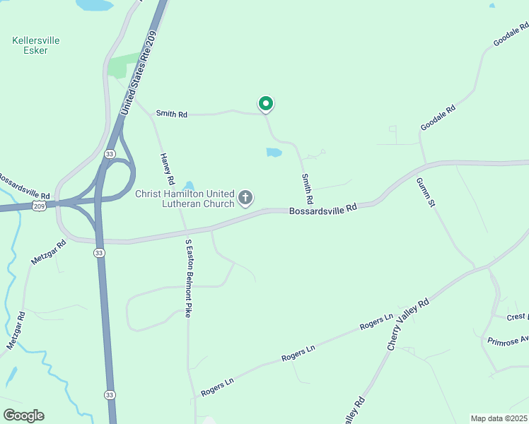 map of restaurants, bars, coffee shops, grocery stores, and more near Bossardsville Road in Stroudsburg