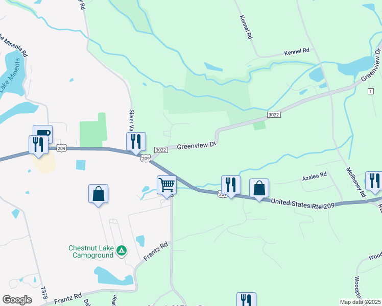 map of restaurants, bars, coffee shops, grocery stores, and more near 142 Greenview Drive in Effort