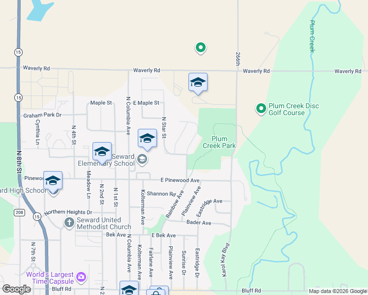 map of restaurants, bars, coffee shops, grocery stores, and more near 2030 Parkview Drive in Seward