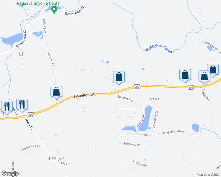 map of restaurants, bars, coffee shops, grocery stores, and more near 705 Glen Lane in Sciota