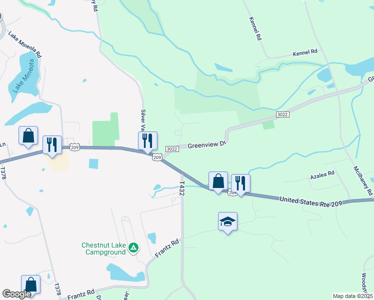 map of restaurants, bars, coffee shops, grocery stores, and more near 128 Greenview Drive in Effort