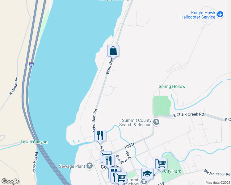 map of restaurants, bars, coffee shops, grocery stores, and more near 18 Black Willow Drive in Coalville