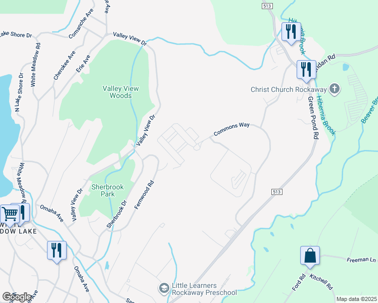 map of restaurants, bars, coffee shops, grocery stores, and more near 700 Commons Way in Rockaway