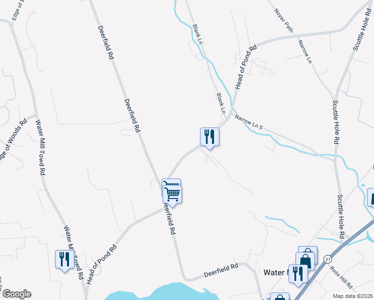 map of restaurants, bars, coffee shops, grocery stores, and more near 794 Head of Pond Road in Water Mill