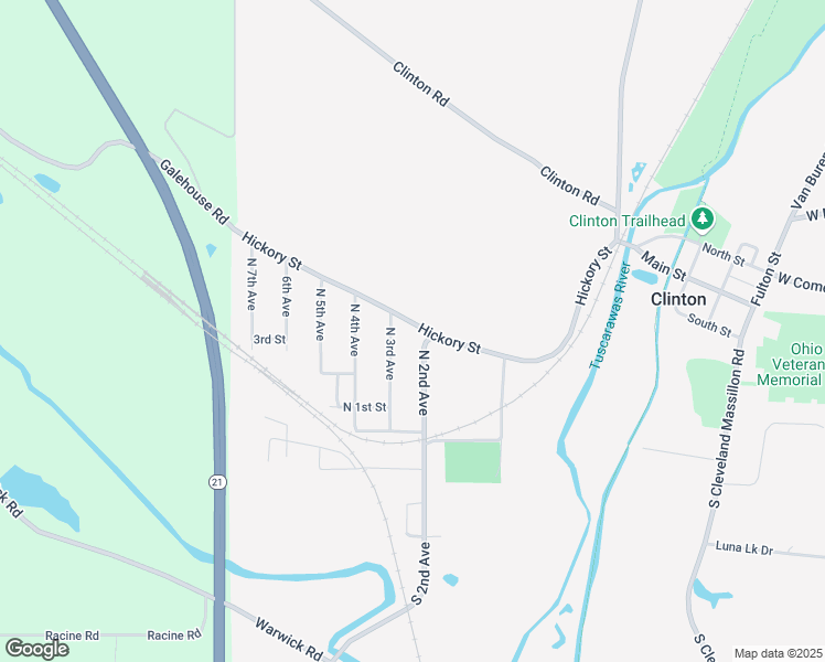 map of restaurants, bars, coffee shops, grocery stores, and more near 3010 Hickory Street in Clinton