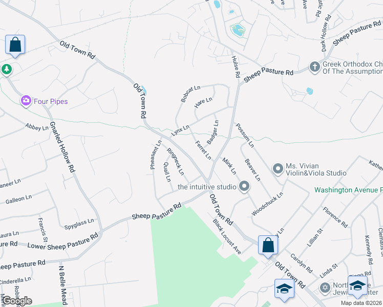 map of restaurants, bars, coffee shops, grocery stores, and more near 295 Old Town Road in Setauket- East Setauket