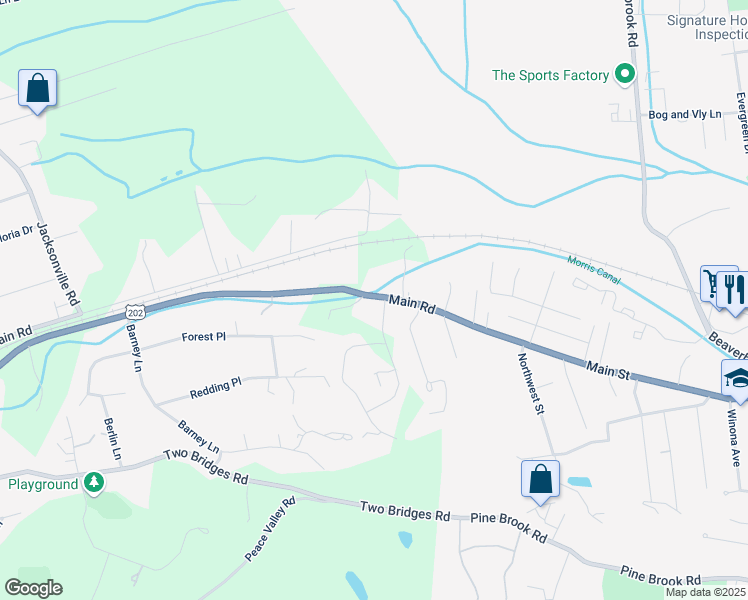 map of restaurants, bars, coffee shops, grocery stores, and more near 855 Main Road in Montville