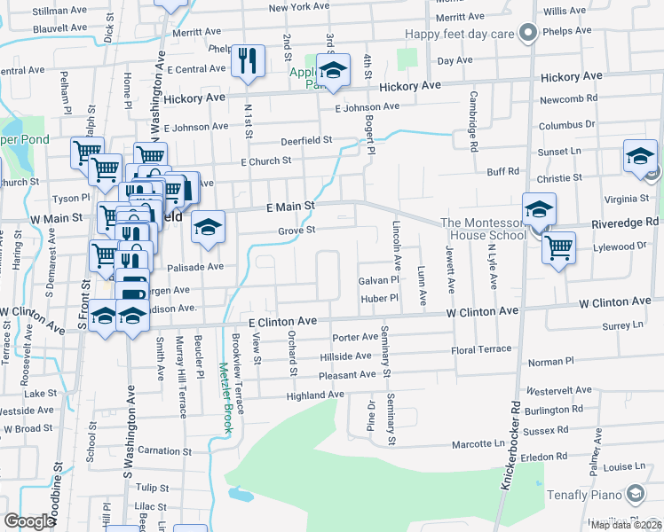 map of restaurants, bars, coffee shops, grocery stores, and more near 104 Clinton Park Drive in Bergenfield