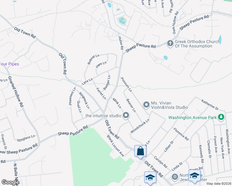 map of restaurants, bars, coffee shops, grocery stores, and more near 318 Sheep Pasture Road in Setauket- East Setauket