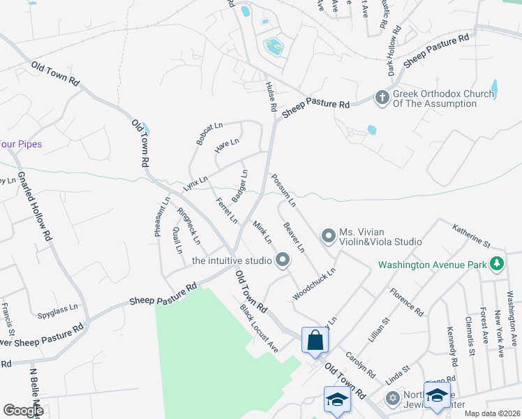 map of restaurants, bars, coffee shops, grocery stores, and more near 318 Sheep Pasture Road in Setauket- East Setauket