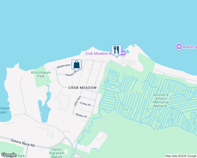 map of restaurants, bars, coffee shops, grocery stores, and more near 29 Hillside Avenue in Northport