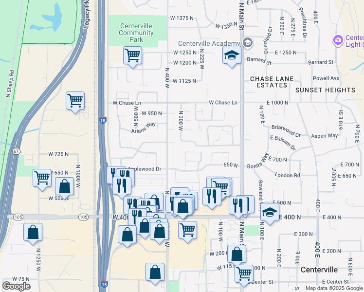 map of restaurants, bars, coffee shops, grocery stores, and more near 751 Pheasantbrook Drive in Centerville