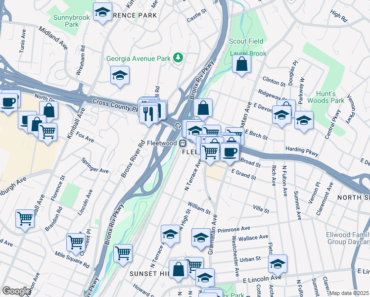map of restaurants, bars, coffee shops, grocery stores, and more near in Mount Vernon