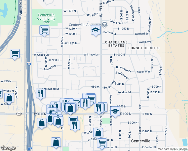 map of restaurants, bars, coffee shops, grocery stores, and more near 67 Pheasantbrook Drive in Centerville
