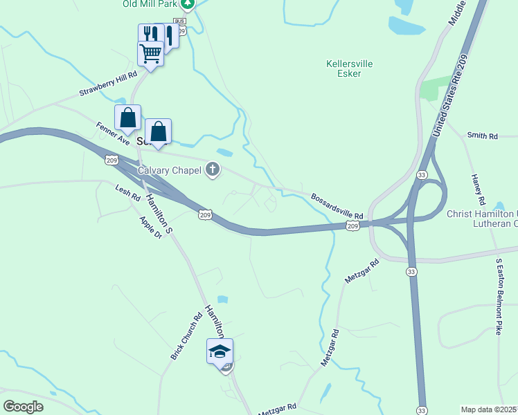 map of restaurants, bars, coffee shops, grocery stores, and more near 217 Norma Lane in Sciota