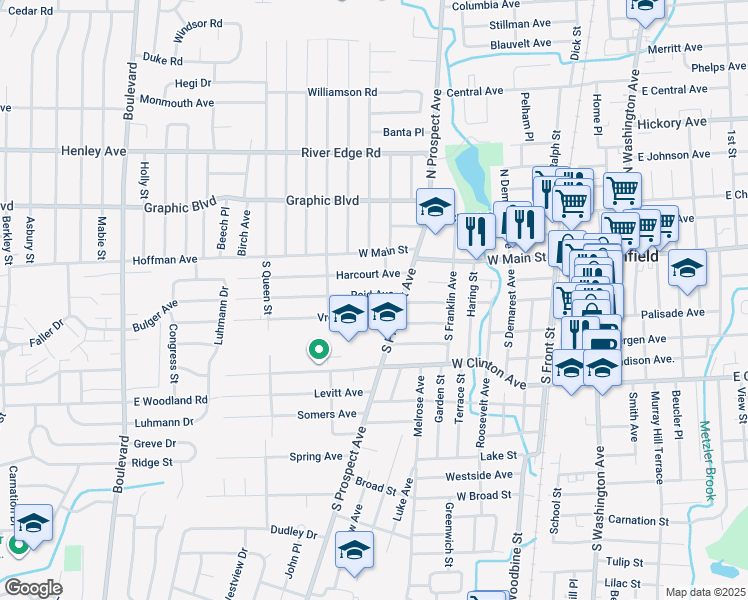map of restaurants, bars, coffee shops, grocery stores, and more near 95 Vreeland Avenue in Bergenfield