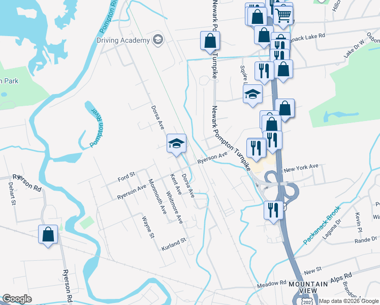 map of restaurants, bars, coffee shops, grocery stores, and more near 12 Leo Place in Wayne