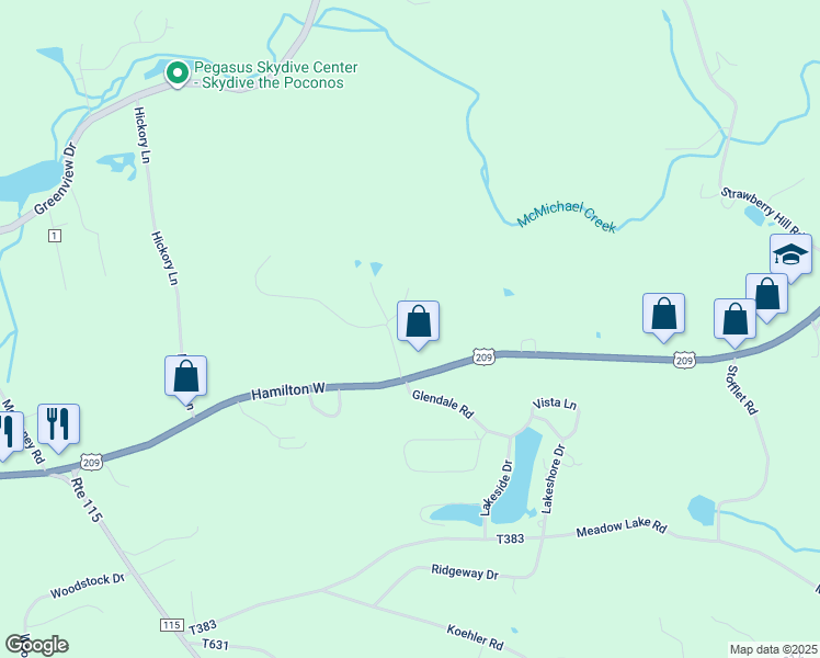 map of restaurants, bars, coffee shops, grocery stores, and more near Glen Lane in Sciota