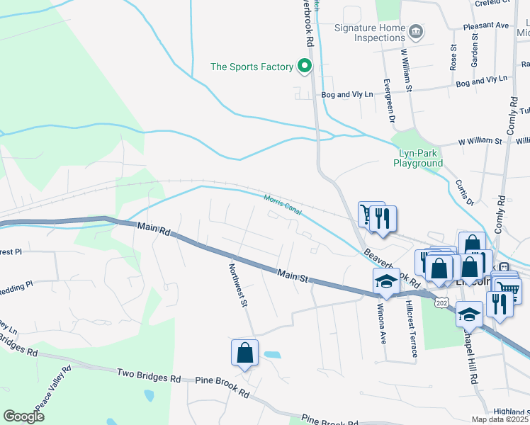 map of restaurants, bars, coffee shops, grocery stores, and more near 27 Windsor Drive in Lincoln Park