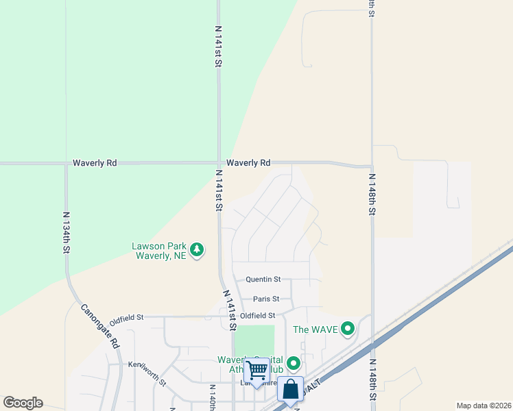 map of restaurants, bars, coffee shops, grocery stores, and more near 11945 North 142nd Street in Waverly