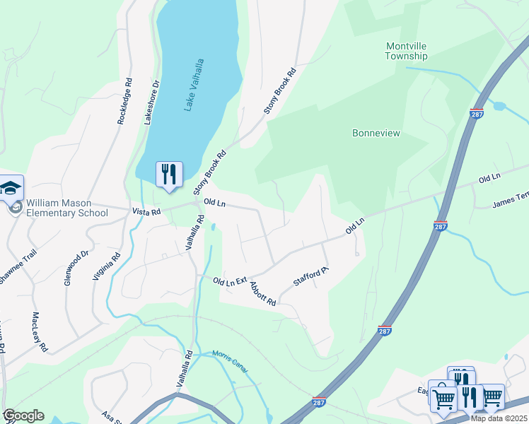 map of restaurants, bars, coffee shops, grocery stores, and more near 22 Old Lane in Montville