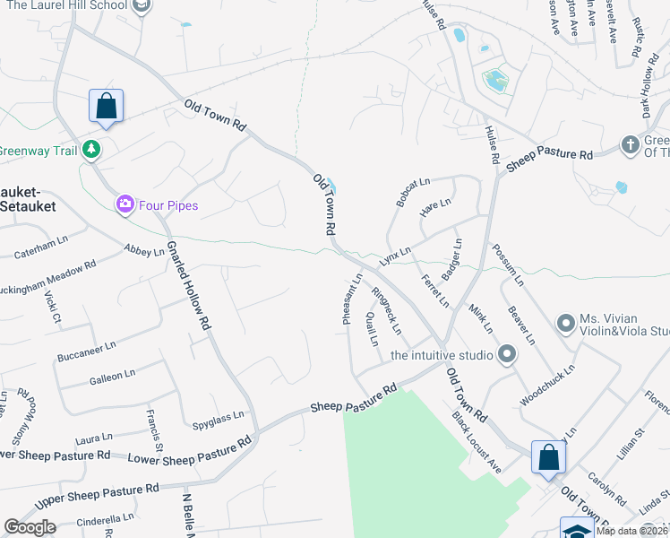 map of restaurants, bars, coffee shops, grocery stores, and more near 278 Old Town Road in Setauket- East Setauket
