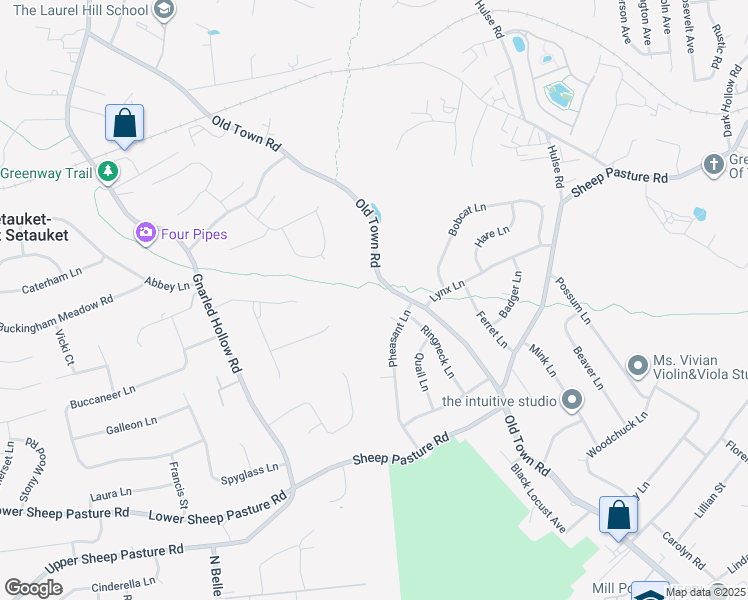 map of restaurants, bars, coffee shops, grocery stores, and more near 278 Old Town Road in Setauket- East Setauket