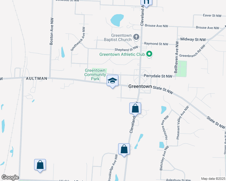 map of restaurants, bars, coffee shops, grocery stores, and more near 3330 State Street Northwest in North Canton