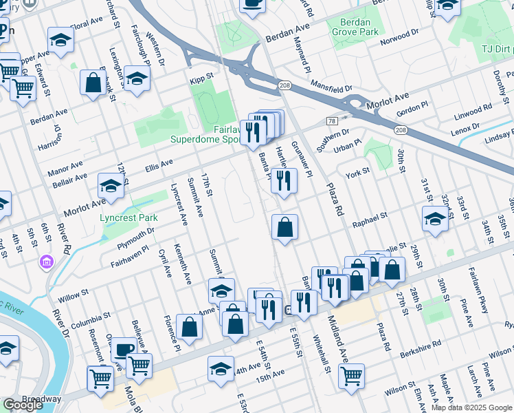 map of restaurants, bars, coffee shops, grocery stores, and more near 4-46 Boyd Avenue in Fair Lawn