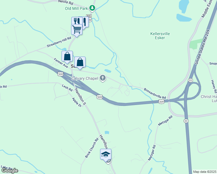 map of restaurants, bars, coffee shops, grocery stores, and more near 146 Bossardsville Road in Stroudsburg