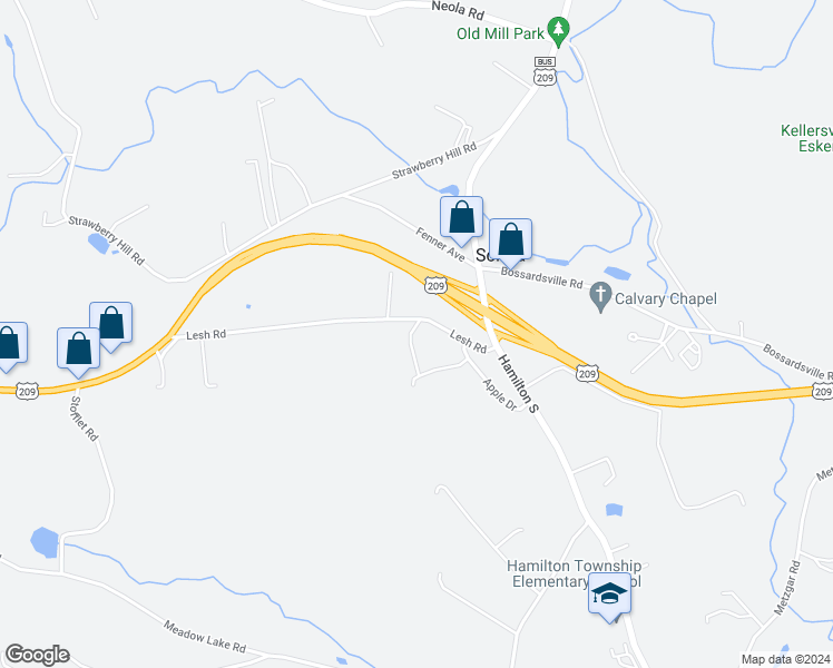 map of restaurants, bars, coffee shops, grocery stores, and more near 204 Lesh Road in Sciota