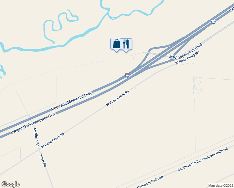 map of restaurants, bars, coffee shops, grocery stores, and more near 5535 West Rose Creek Road in Winnemucca