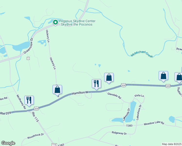 map of restaurants, bars, coffee shops, grocery stores, and more near 826 Keene Way in Stroudsburg