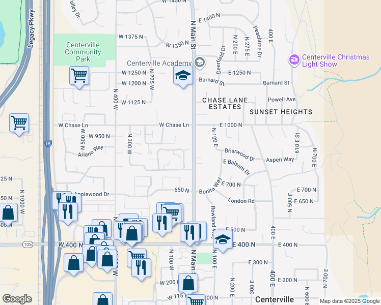 map of restaurants, bars, coffee shops, grocery stores, and more near 22 Creekside Lane in Centerville