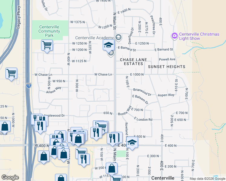 map of restaurants, bars, coffee shops, grocery stores, and more near 22 Creekside Lane in Centerville