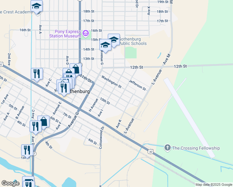 map of restaurants, bars, coffee shops, grocery stores, and more near 914 11th Street in Gothenburg