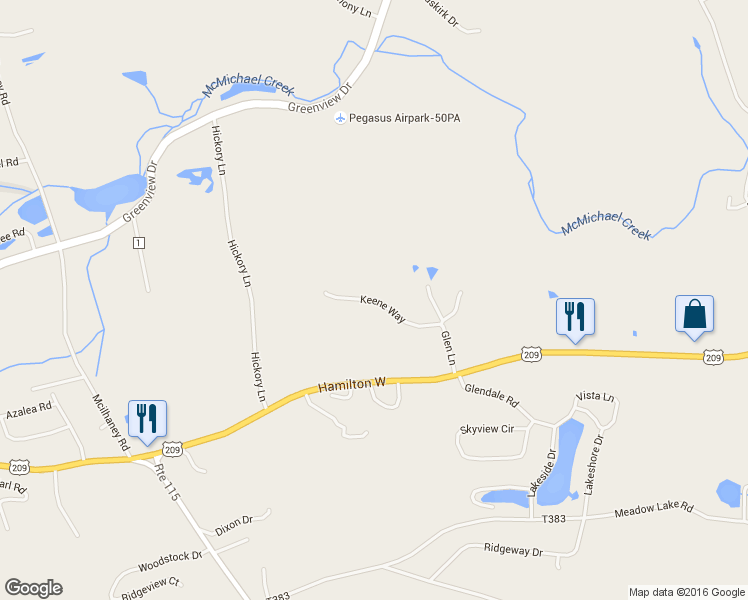 map of restaurants, bars, coffee shops, grocery stores, and more near Keene Way in Sciota