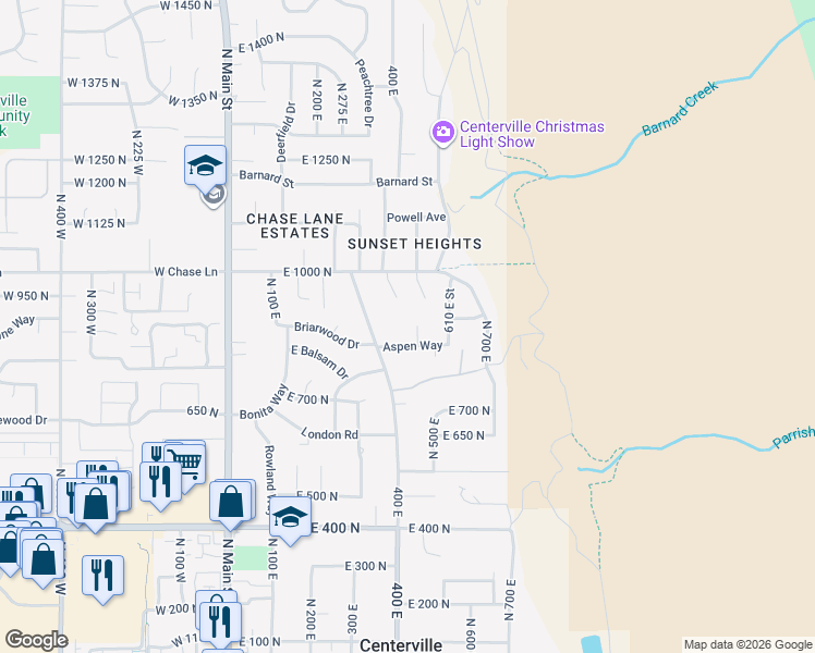 map of restaurants, bars, coffee shops, grocery stores, and more near 871 Poplar Circle in Centerville